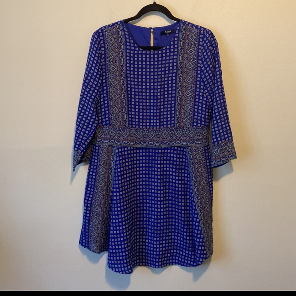 Madewell 100% Silk Ascot Grid Tee Dress - Picture 2 of 12